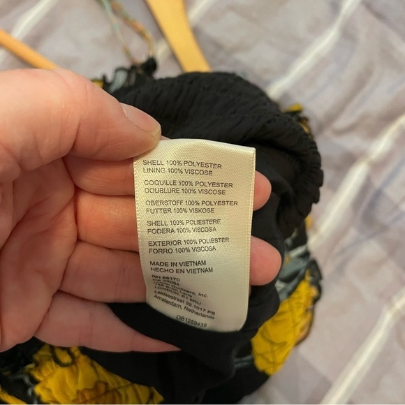 Free People Floral Sophia Jumpsuit Flowy Wide Leg Black and Yellow Boho Size XS - Picture 12 of 12